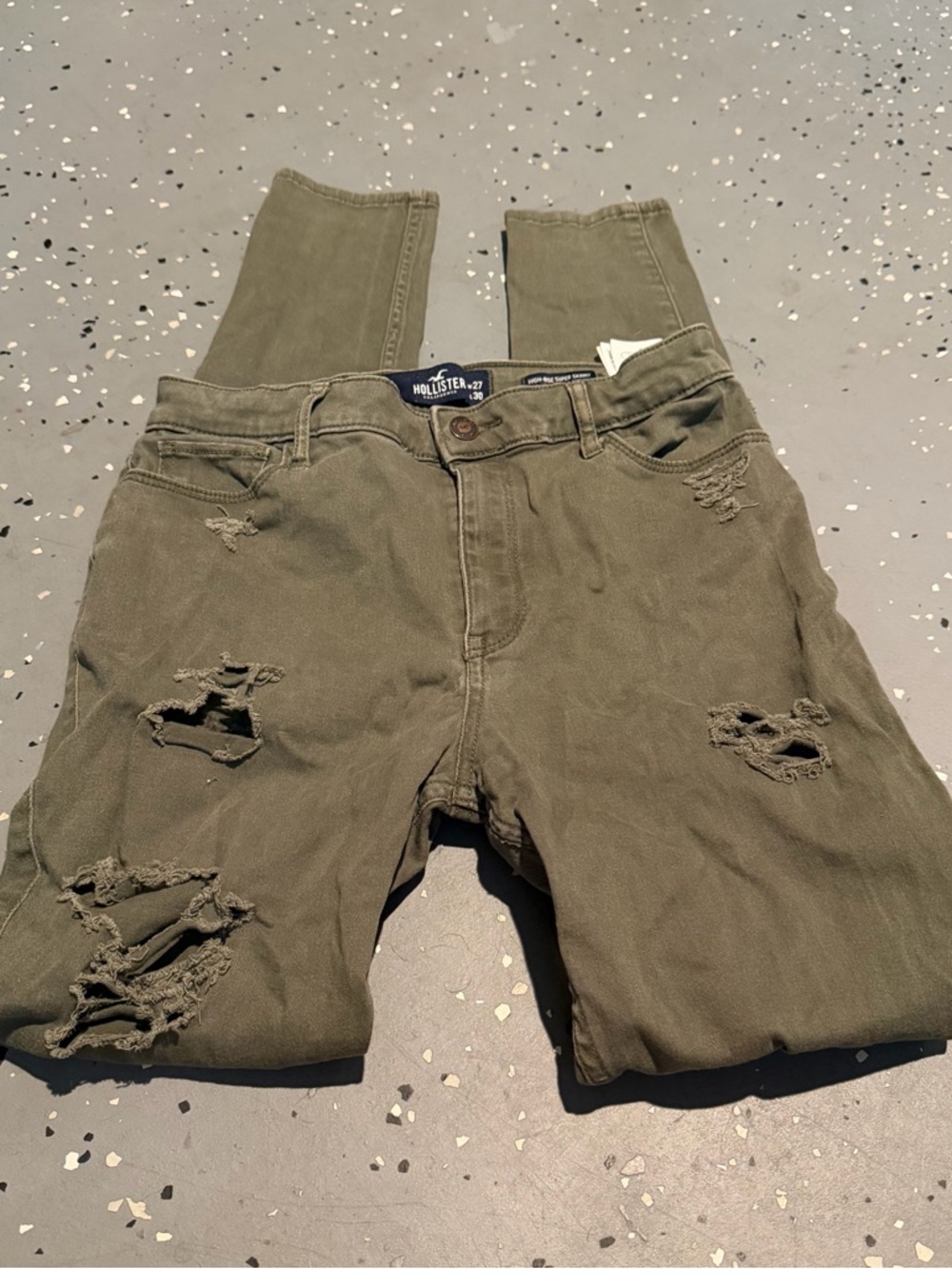 Hollister Green Distressed Skinny Jeans